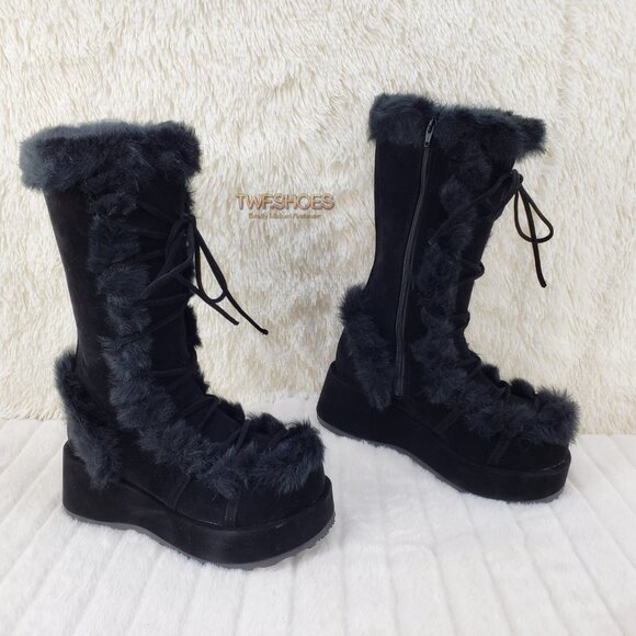 Cub 311 Platform Furry Mammoth Stomper Knee Boots - Picture 2 of 11
